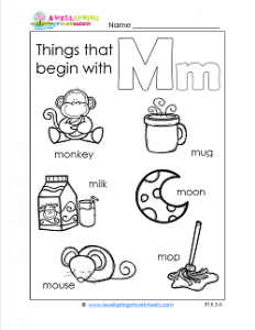 Things That Begin With M - Alphabet Printables