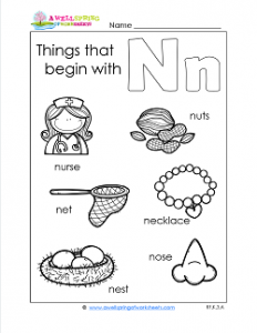 Things That Begin With N - Alphabet Printables