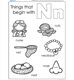 Things That Begin With N - Alphabet Printables