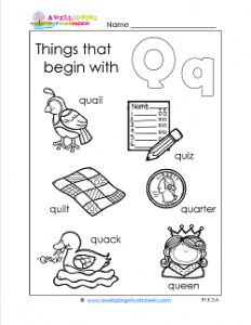 Things that Begin with Q - Alphabet Printables