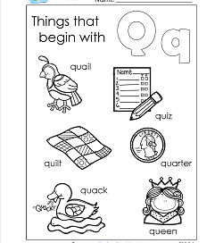 Things that Begin with Q - Alphabet Printables