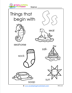 Things That Begin With S - Alphabet Printables