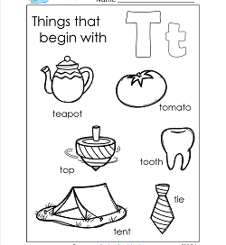 Things That Begin With T - Alphabet Printables