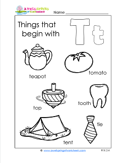 Things That Begin With T - Alphabet Printables