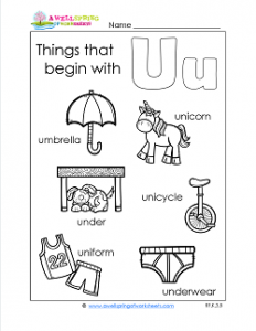 Things That Begin With U - Alphabet Printables
