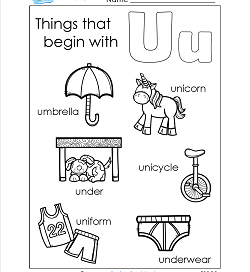 Things That Begin With U - Alphabet Printables