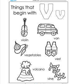 Things That Begin With V - Alphabet Printables