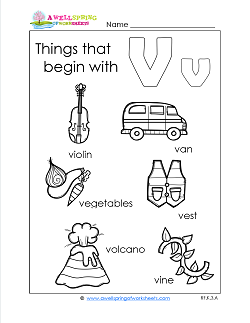 Things That Begin With V - Alphabet Printables