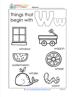 Things That Begin With W - Alphabet Printables