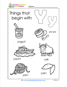 Things That Begin With Y - Alphabet Printables