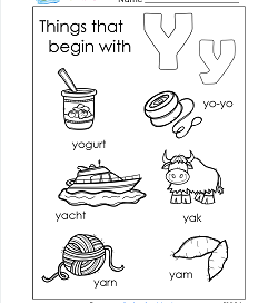 Things That Begin With Y - Alphabet Printables