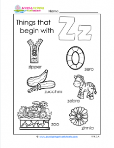 Things That Begin With Z - Alphabet Printables