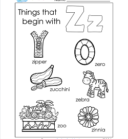 Things That Begin With Z - Alphabet Printables