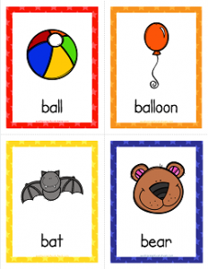 Things that Start with B Cards - Alphabet Printables