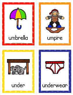 Things that Start with U Cards  Alphabet Printables  A Wellspring