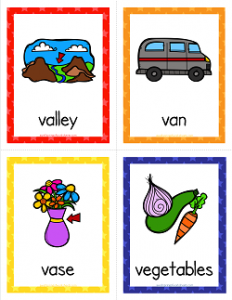 Things that Start with V Cards - Alphabet Printables