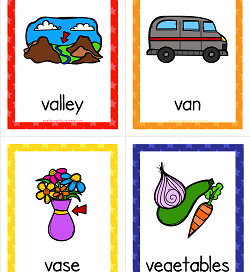 Things that Start with V Cards - Alphabet Printables