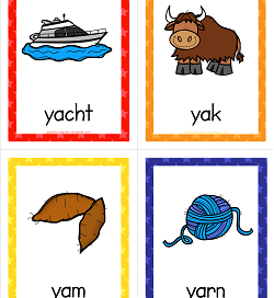 Things that Start with Y Cards - Alphabet Printables