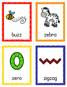 Things that Start with Z Cards - Alphabet Printables