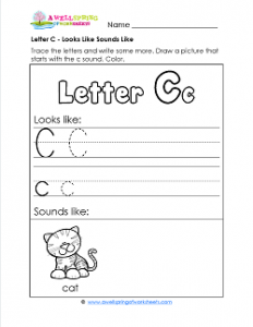 Letter C Looks Like Sounds Like Worksheet - Alphabet Worksheets