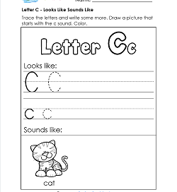 Letter C Looks Like Sounds Like Worksheet - Alphabet Worksheets