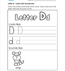 Letter D Looks Like Sounds Like Worksheet - Letter D Worksheets