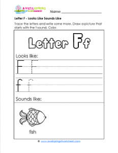 Letter F Looks Like Sounds Like Worksheet - Alphabet Worksheets