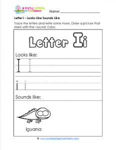 Letter I Looks Like Sounds Like Worksheet - Alphabet Worksheets