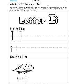 Letter I Looks Like Sounds Like Worksheet - Alphabet Worksheets