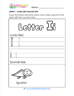 Letter I Looks Like Sounds Like Worksheet - Alphabet Worksheets