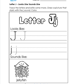 Letter J Looks Like Sounds Like Worksheet - Alphabet Worksheets