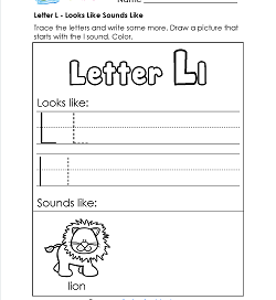Letter L Looks Like Sounds Like Worksheet - Alphabet Worksheets