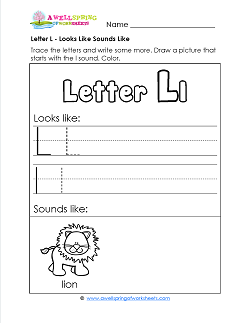 Letter L Looks Like Sounds Like Worksheet - Alphabet Worksheets