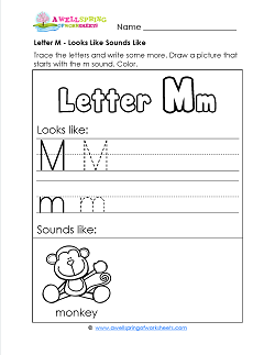 Letter M Looks Like Sounds Like Worksheet - Alphabet Worksheets