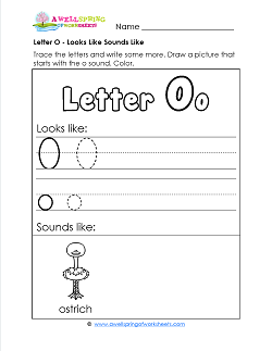 Letter O Looks Like Sounds Like Worksheet - Alphabet Worksheets