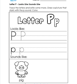 Letter P Looks Like Sounds Like Worksheet - Alphabet Worksheets