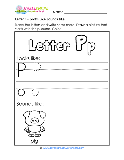 Letter P Looks Like Sounds Like Worksheet - Alphabet Worksheets