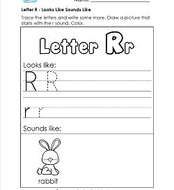 Letter R Looks Like Sounds Like Worksheet - Alphabet Worksheets