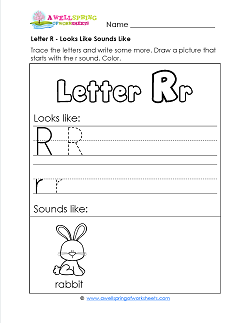 Letter R Looks Like Sounds Like Worksheet - Alphabet Worksheets