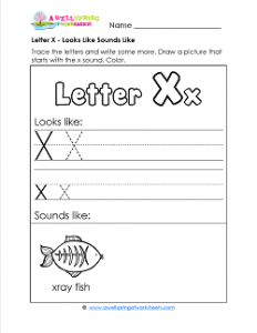 letter x looks like sounds like worksheet a wellspring