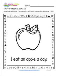 Letter Identification - Letter A - Kindergarten Alphabet Worksheets