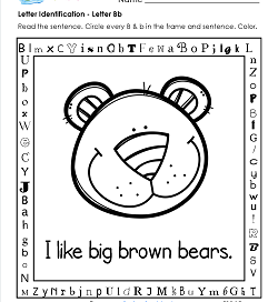 Letter Identification - Letter B - Kindergarten Alphabet Worksheets