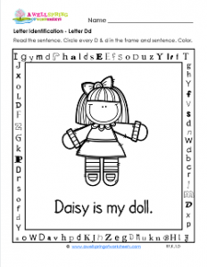 Letter Identification - Letter D - Kindergarten Alphabet Worksheets