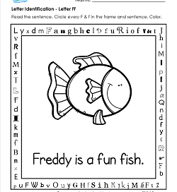 Letter Identification - Letter F - Kindergarten Alphabet Worksheets