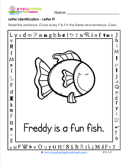 Letter Identification - Letter F - Kindergarten Alphabet Worksheets