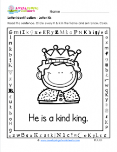 Letter Identification - Letter K - Kindergarten Alphabet Worksheets