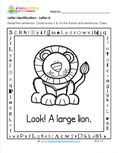 Letter Identification - Letter L - Kindergarten Alphabet Worksheets