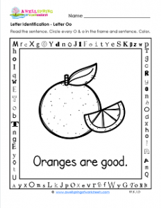Letter Identification - Letter O - Kindergarten Alphabet Worksheets