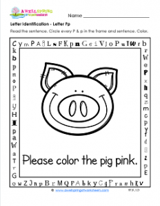 Letter Identification - Letter P - Kindergarten Alphabet Worksheets
