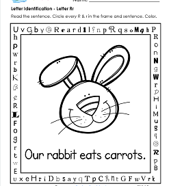 Letter Identification - Letter R - Kindergarten Alphabet Worksheets